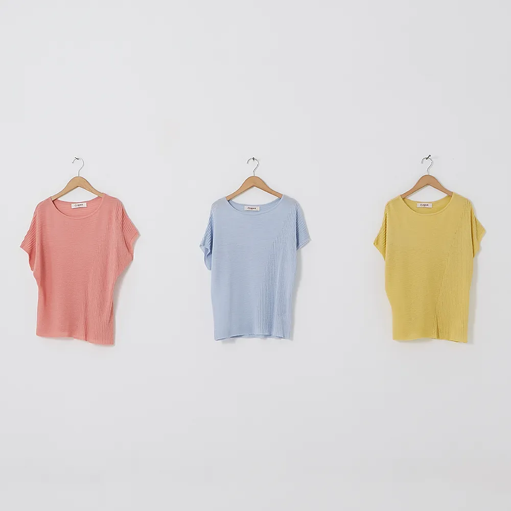 【CUMAR】春夏短袖薄針織衫(拼接A款/條紋B款/素色C款)