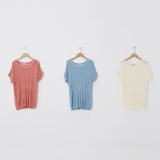 【CUMAR】清透優雅女短袖-針織衫(三色/版型寬鬆)