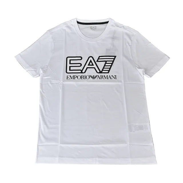 【EMPORIO ARMANI】EMPORIO ARMANI印花黑字LOGO純棉短袖T恤(S/M/L/XL/XXL/白)
