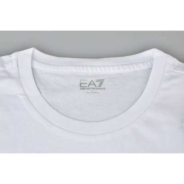 【EMPORIO ARMANI】EMPORIO ARMANI EA7銀字LOGO純棉短袖T恤(S/M/L/XL/白)