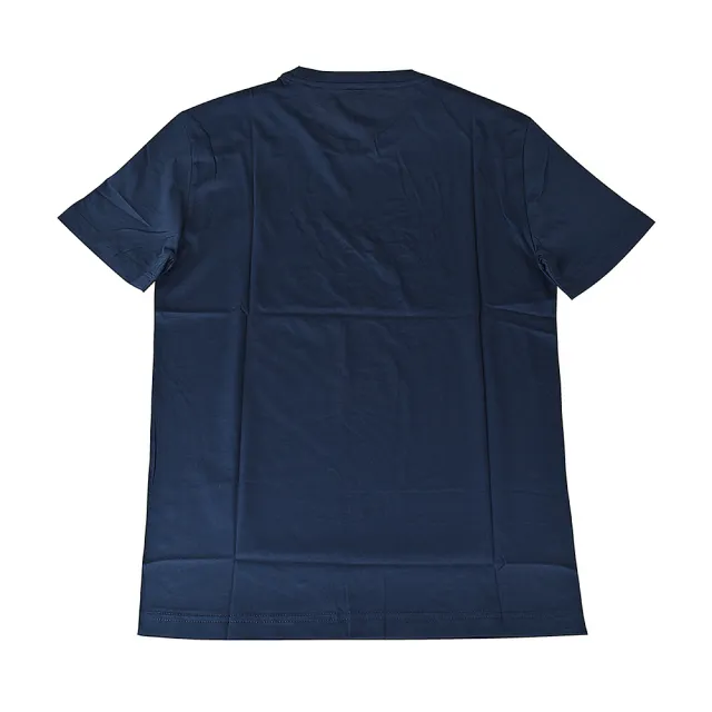 【EMPORIO ARMANI】EMPORIO ARMANI印花白黑字LOGO純棉短袖T恤(S/M/L/XL/深藍)