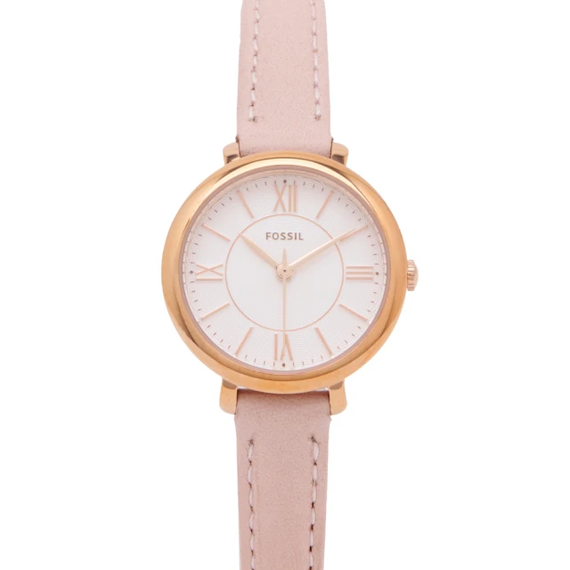 【FOSSIL】簡約羅馬佳人風格女性手錶-銀白面X粉色/26mm(ES4411)
