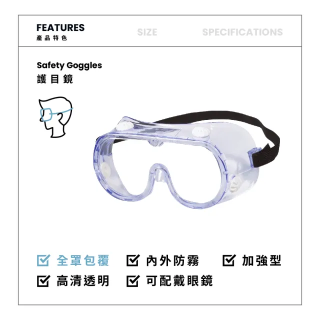 【BioCover保盾】護目鏡-1個/袋(眼罩式 眼部包覆款)