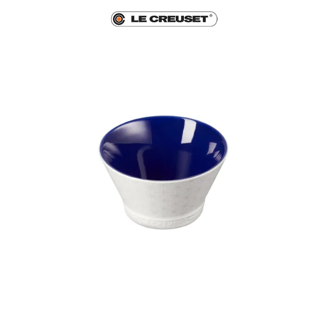【Le Creuset】瓷器新采和風日式圖騰味增湯碗300ml(靛青藍)