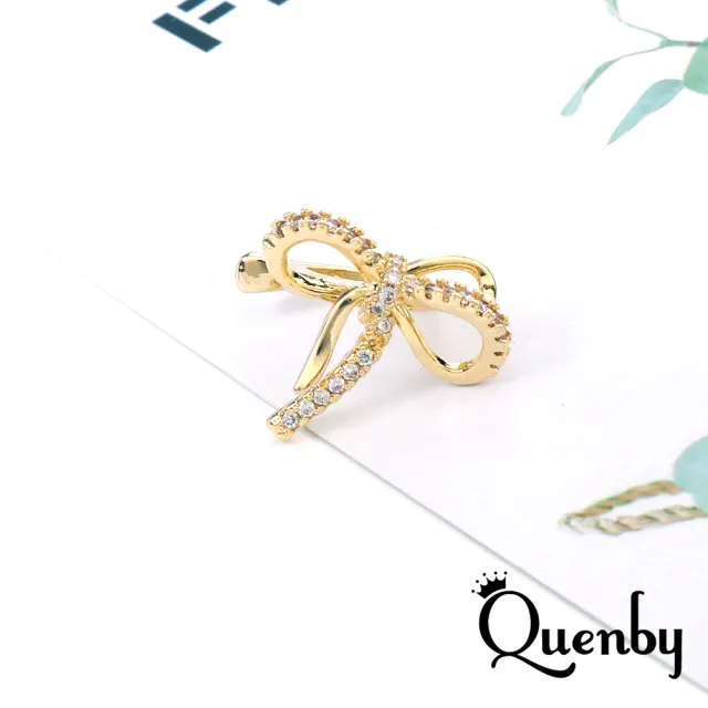 【Quenby】韓系簡約百搭鋯石蝴蝶結耳骨夾/耳扣(耳環/配件/交換禮物)