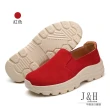 【J&H collection】運動風絨面耐磨防滑厚底便鞋(現+預  藍色 / 紅色 / 杏色 / 黑色 / 灰色)