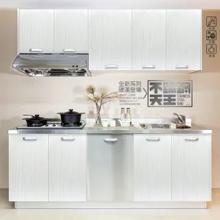 【日系時尚】不鏽鋼廚具-不鏽鋼檯面塑合板門(220公分以內)