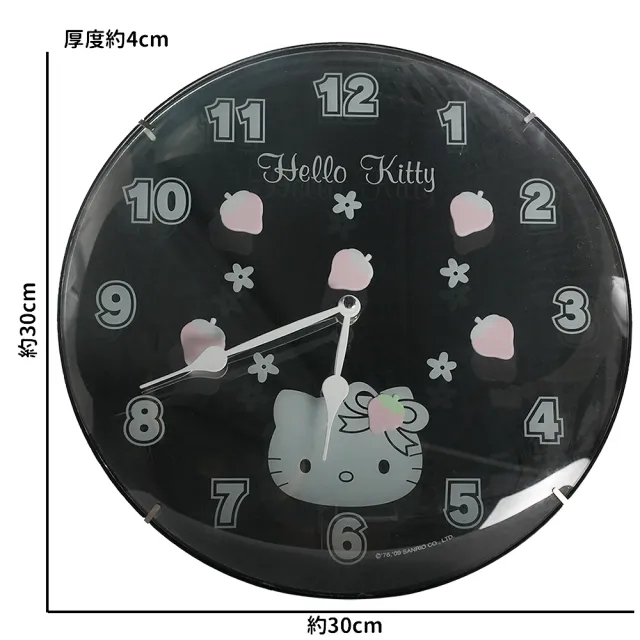 【TDL】HELLO KITTY凱蒂貓LED七彩變色廣角鏡面壁掛時鐘 976141(平輸品)