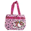 【小禮堂】Hello Kitty 扣式尼龍手提袋 《粉色格線》(平輸品)