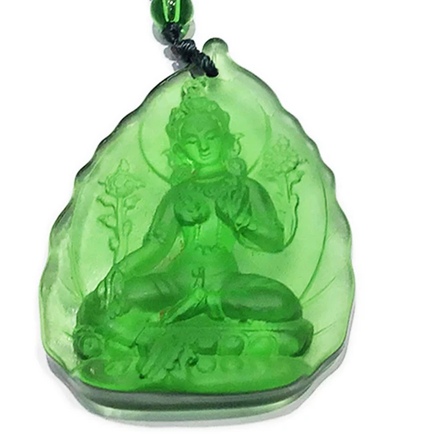 【十方佛教文物】綠度母 琉璃水晶項鍊