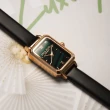 【LOLA ROSE】玫瑰金 祖母綠面 皮革錶帶 方形手錶 女錶 21mm【贈玫瑰金米蘭帶】母親節(LR2136)