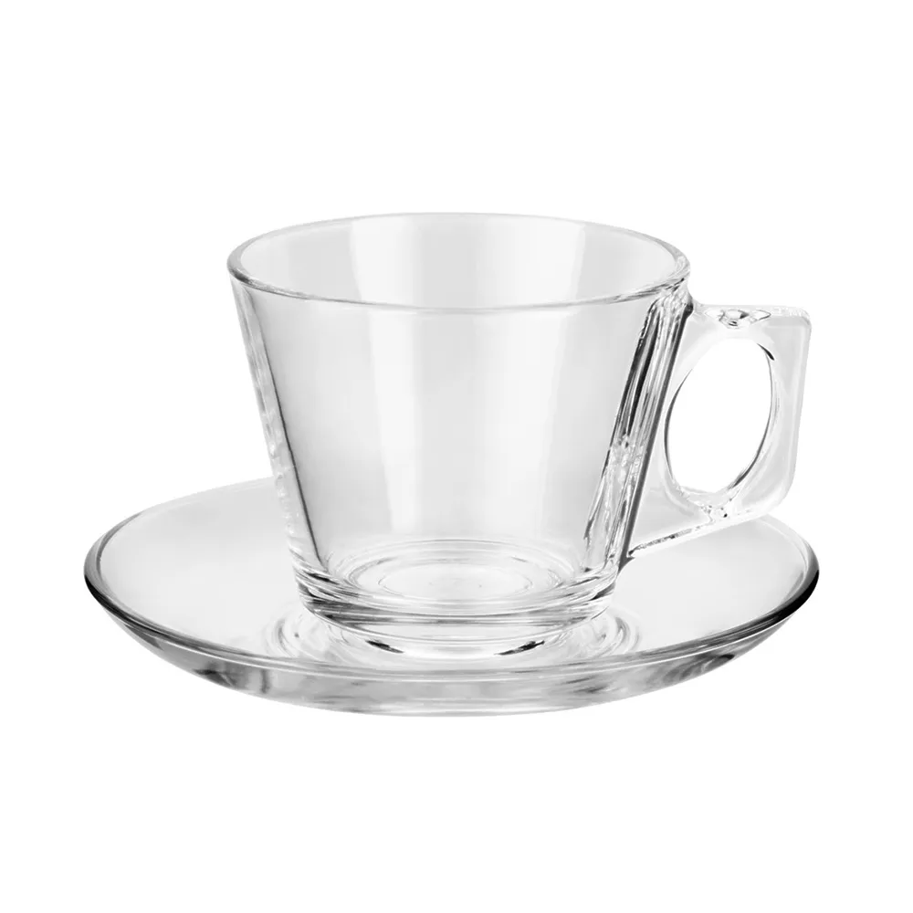 【Vega】方柄濃縮咖啡杯碟組 80ml(玻璃杯 義式咖啡杯 午茶杯)