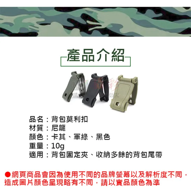 【捷華】背包莫利扣 織帶夾扣 背包連接扣 Molle系統 多餘繩帶扣 連結夾 收尾扣 戶外背包固定夾 掛扣夾