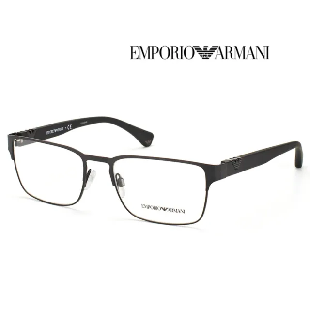【EMPORIO ARMANI】亞曼尼 金屬複合光學眼鏡 彈簧鏡臂 EA1027 3001 霧黑 公司貨