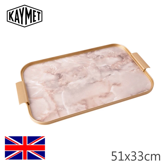 【Kaymet】長方托盤/金邊+粉岩石/51x33cm(英國女王加冕御用品)