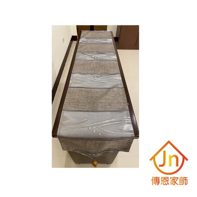 【J&N】保羅條紋雙層檯布38*178●灰色(1入)