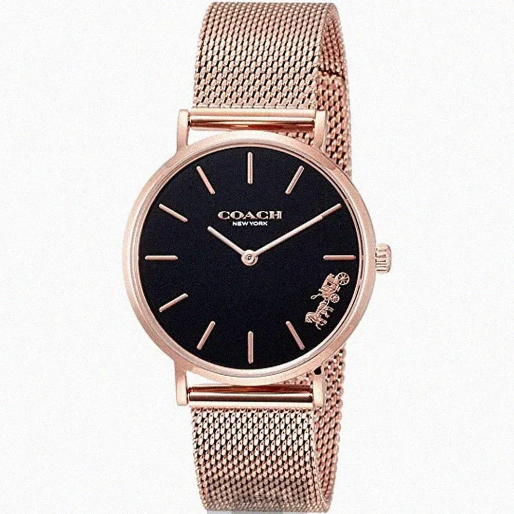 【COACH】COACH蔻馳女錶型號CH00026(黑色錶面玫瑰金錶殼玫瑰金色米蘭錶帶款)