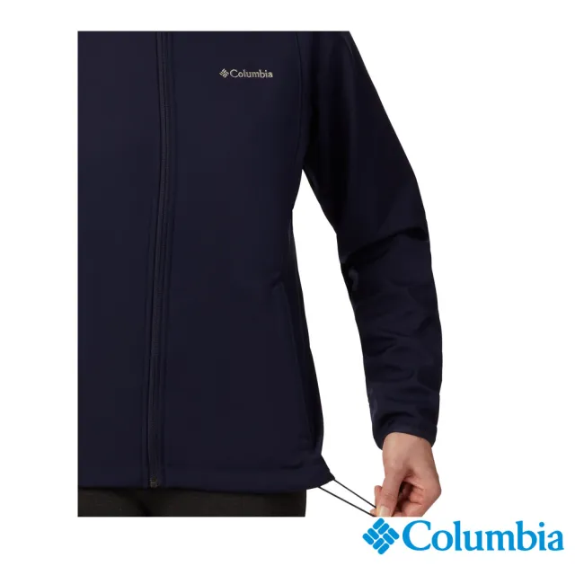 【Columbia 哥倫比亞 官方旗艦】女款-立領軟殼外套-深藍(UWL01230NY/ 戶外 .防潑水.機能)