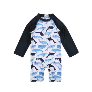 【Baby 童衣】任選 男童泳裝 海豚連身防曬泳衣 88733(海豚)