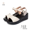 【J&H collection】夏日露趾鬆糕厚底真皮柔軟涼鞋(現+預  黑色 / 米色)