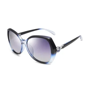【MEGASOL】UV400防眩偏光太陽眼鏡時尚女仕大框矩方框墨鏡2件組(精緻水鑽幸運四葉草鏡架1837-4色選)