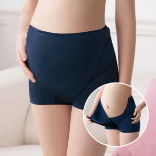 【寶貝媽咪】懷孕產前 M-LL托腹褲 平口褲型-開口設計-MV2320GB(藍)