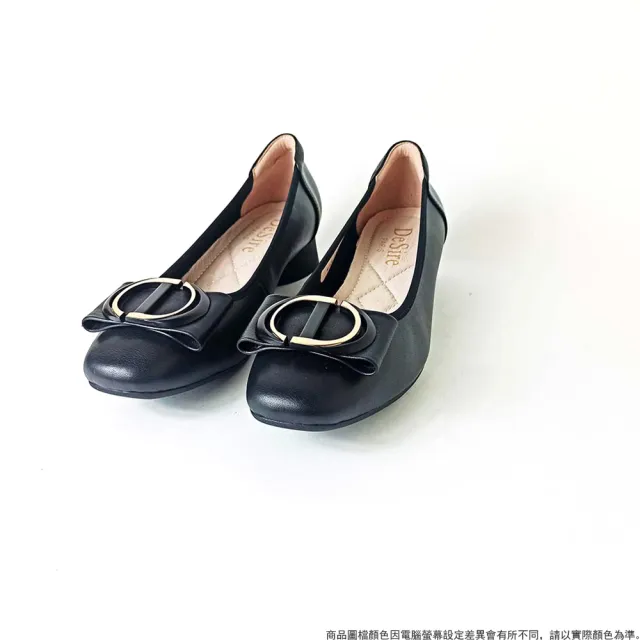 【DeSire】質感真皮金屬飾釦低跟鞋-黑色(1137014-99)