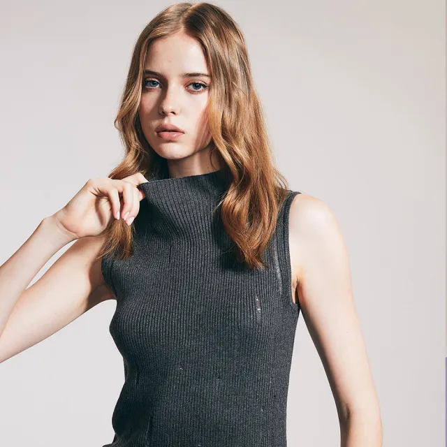 【ICHE 衣哲】Cop.Copine 法國原裝進口針織高領上衣-藍