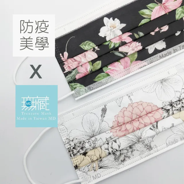 【Treasure Mask 無藏生醫】龜背芋 藝植手栽聯名 / 成人醫療口罩5入裝×4入組(MD雙鋼印/設計口罩/彩色口罩)
