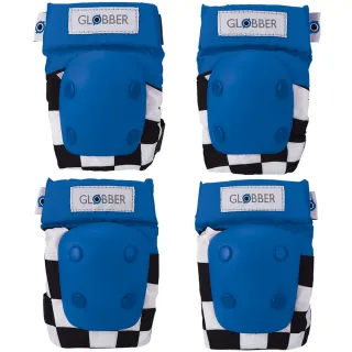 【GLOBBER 哥輪步】法國 EVO 兒童護具組-賽車藍(含護肘與護膝 護具、防護、防摔)