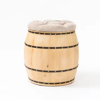 【生活工場】杉之木酒桶造型收納凳