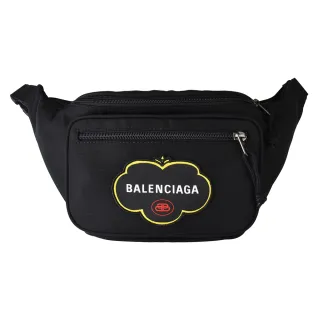 【Balenciaga 巴黎世家】BALENCIAGA FUNNY字母LOGO尼龍雙層拉鍊胸腰包(黑)