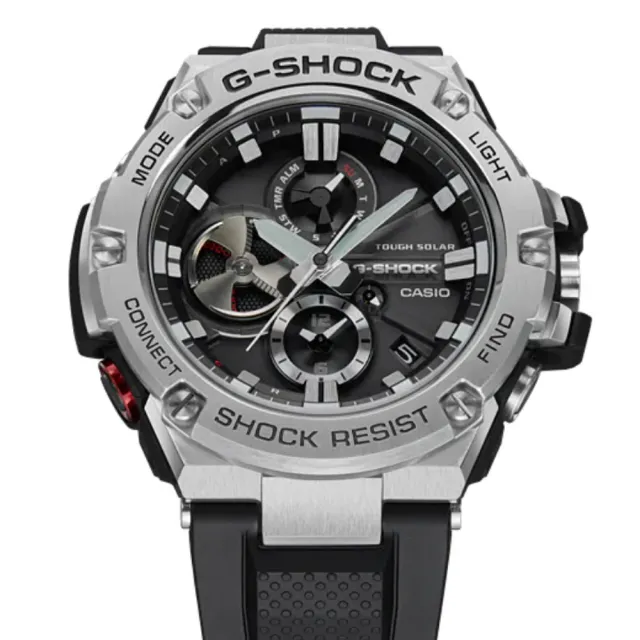 【CASIO 卡西歐】G-STEEL系列 藍芽連線 X 太陽能電力 多功能腕錶 禮物推薦 畢業禮物(GST-B100-1A)