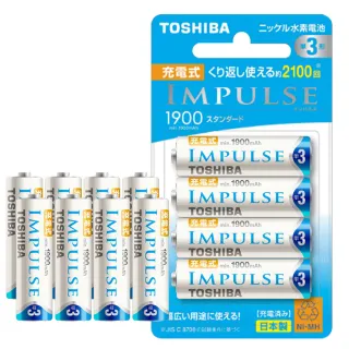 【TOSHIBA 東芝】新版日本製 IMPULSE 1900mAh低自放3號充電電池TNH-3ME-8顆入