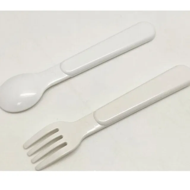 【小禮堂】角落生物 日本製 美耐皿叉匙組 塑膠叉匙 兒童餐具 環保餐具 《白 星星》