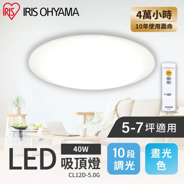 【IRIS】LED圓盤吸頂燈 5.0系列 CL12D(5-7坪適用 40W 可調光 遙控開關)