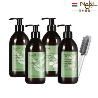 【法國NAJEL阿勒坡】古皂液頭皮洗髮精300ml4入(加碼贈市價$1960多功能智能電熱整髮器)