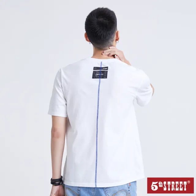 【5th STREET】男座標圖螢光LOGO短袖T恤-白色