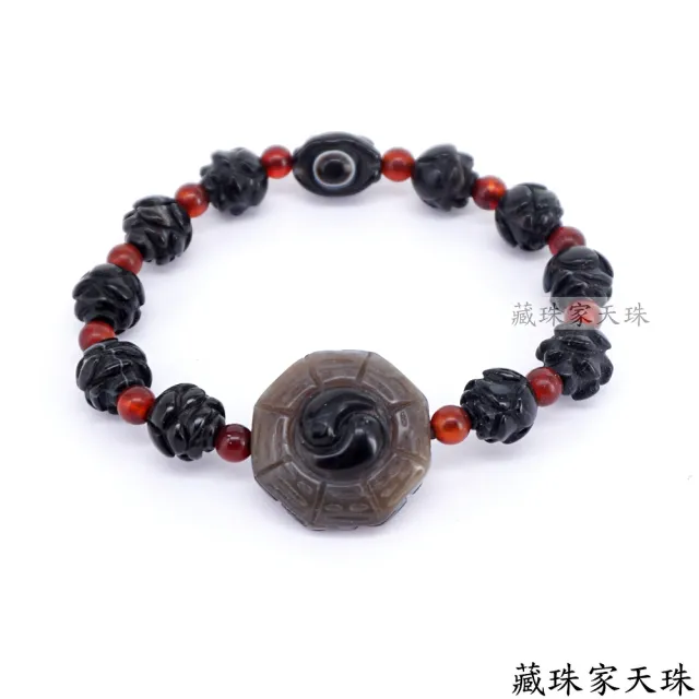 【藏珠家】精品財咒八卦天眼+蓮花天珠手鍊