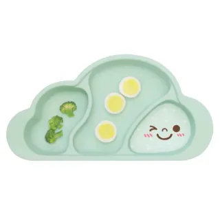 【韓國 MOTHERS CORN】雲朵分隔矽膠餐盤 湖水綠(夢幻矽膠餐盤)