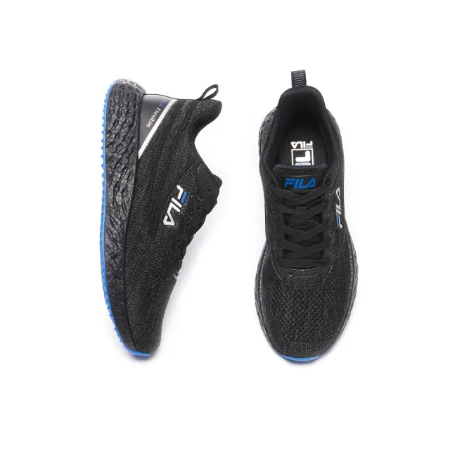 【FILA官方直營】慢跑鞋 運動鞋 RIPPLE 透氣輕量 男飛織布慢跑鞋-黑(1-J950V-008)
