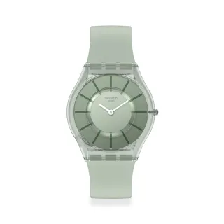 【SWATCH】SKIN超薄系列VERT D EAU軍綠 男錶 女錶 手錶 瑞士錶 錶(34mm)