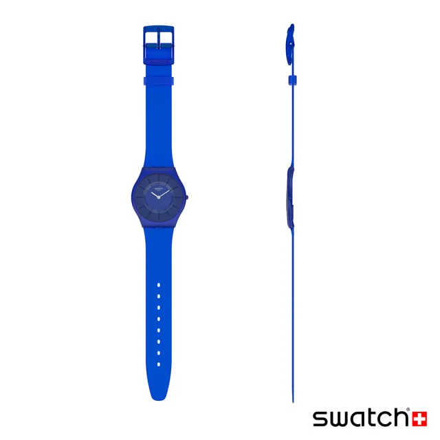 【SWATCH】SKIN超薄系列DEEP ACQUA深海藍 手錶 瑞士錶 錶(34mm)