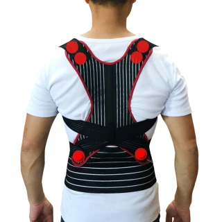 【菁炭元素】鍺+磁能 挺立開肩護腰帶 1件組(全新升級版-電視節目推薦 鍺 磁力貼 挺背 護腰)