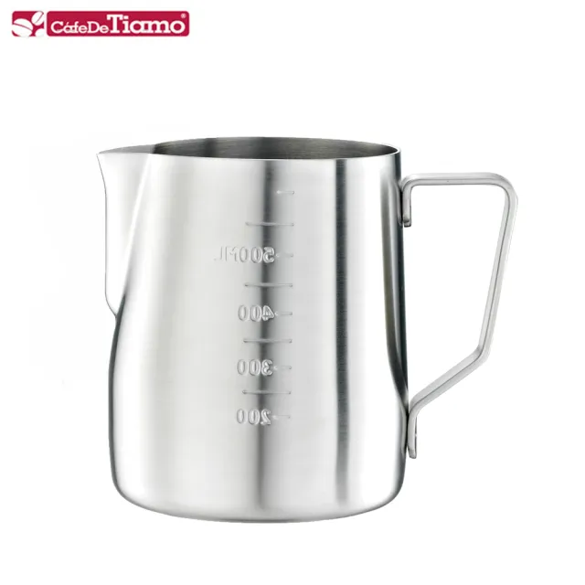 【Tiamo】專業內外刻度不鏽鋼拉花杯600cc-砂光款(HC7084)