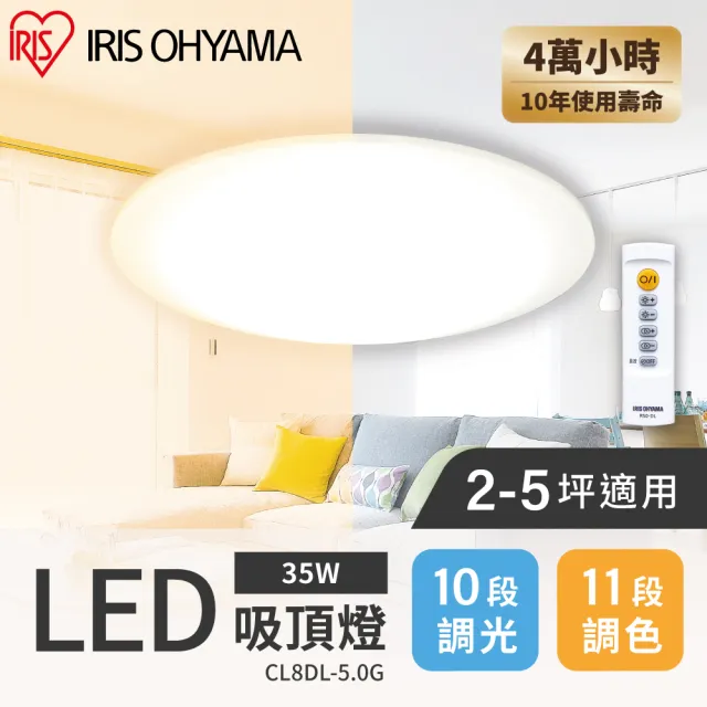 【IRIS】LED圓盤吸頂燈 5.0系列 CL8DL(2-5坪適用 35W 可調光 可變色 遙控開關)