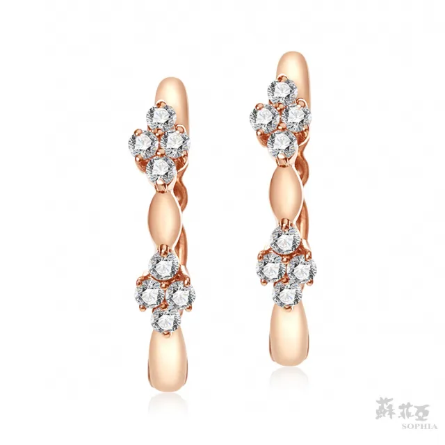 【蘇菲亞珠寶】花情物語 14K玫瑰金 鑽石耳環