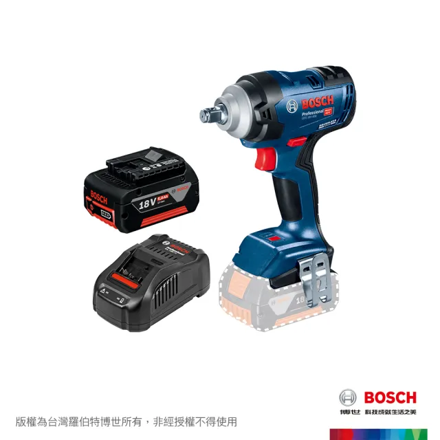 【BOSCH 博世】 18V 免碳刷衝擊板手 GDS 18V-400 (6.0Ah x 1)