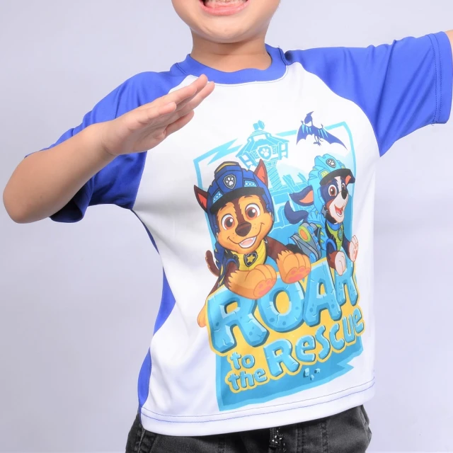 【paw patrol 汪汪隊立大功】恐龍救難隊主題兒童抗UV排汗T-Shirt-藍(汪汪隊 排汗衣 戶外 上衣 短袖)