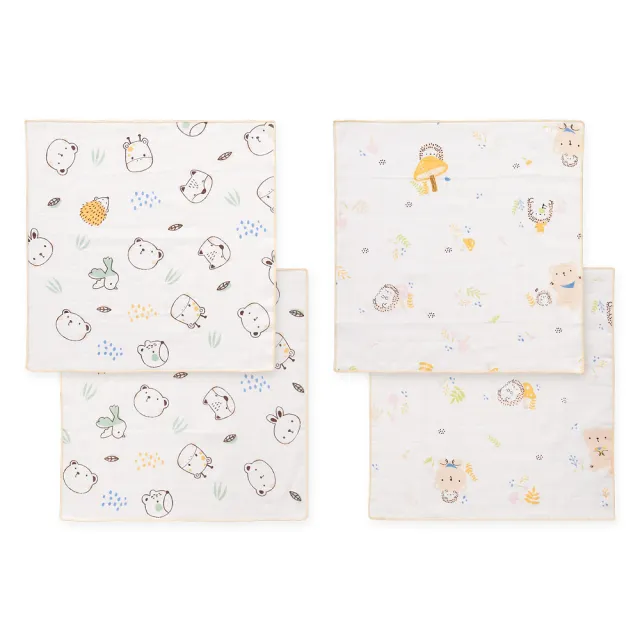 【奇哥】Chic a Bon 天絲紗布手帕 30x30cm 4入(紗布巾 方巾 口水巾 餵奶巾 洗臉巾 拍嗝巾)